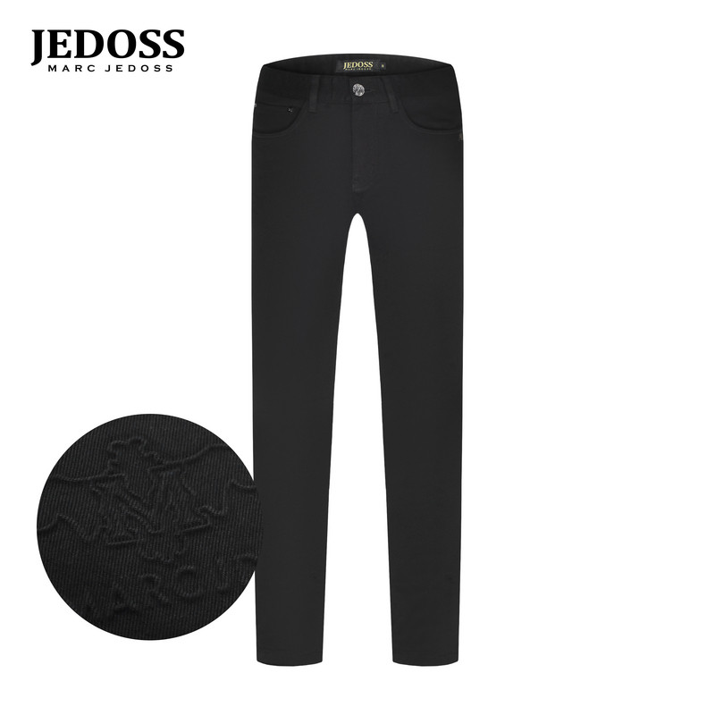 JEDOSS/爵迪斯男装秋季专柜新款简约字母LOGO压凸牛仔裤QR207