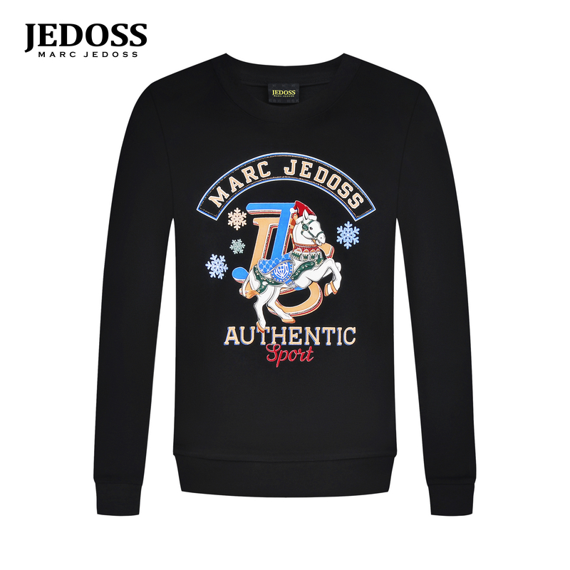 JEDOSS/爵迪斯男装2025秋季专柜新款字母骏马胶印套头卫衣薄B0295