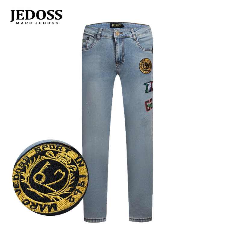 LOGO烫印字母绣标牛仔裤牛仔裤