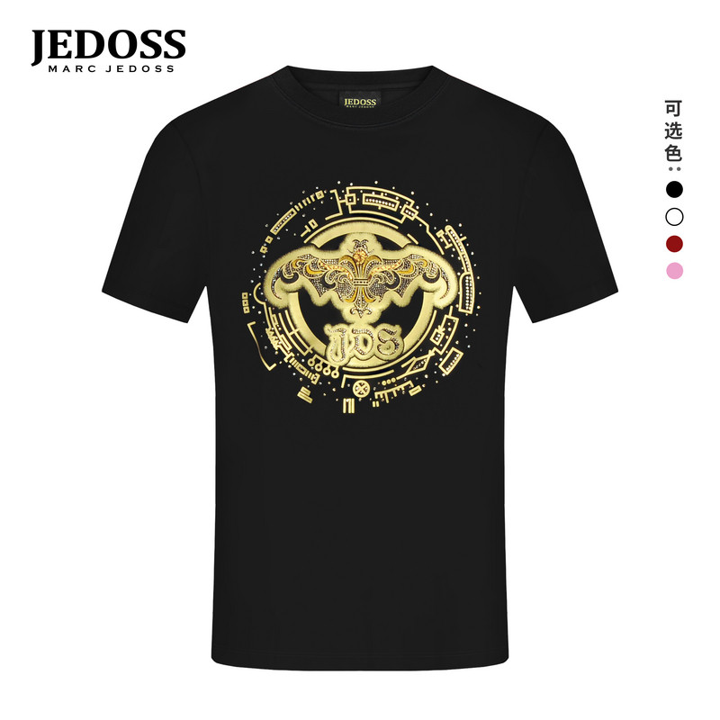JEDOSS/爵迪斯男装2026春季新款LOGO描绘烫钻刺绣短袖T恤潮BZ022图片