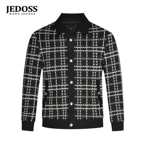 JEDOSS/爵迪斯男装秋冬专柜新款格纹满提花时尚针织外套TH553