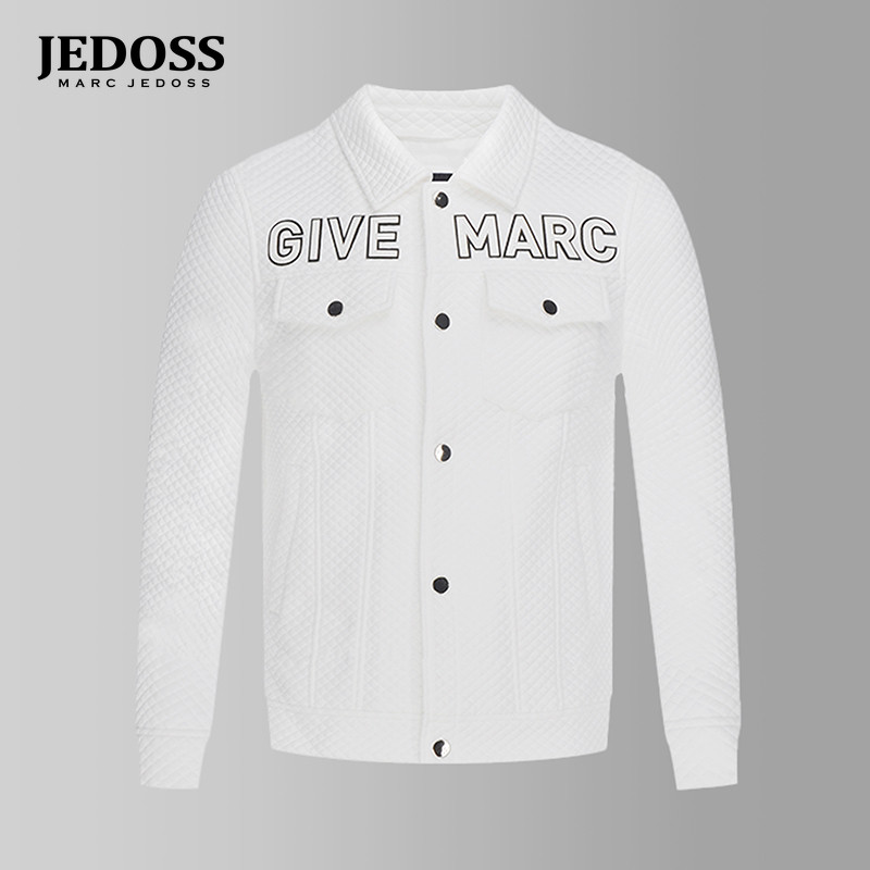 JEDOSS/爵迪斯男装秋冬专柜新款字母贴布针织纽扣夹克外套231,男装,夹克,淘宝优惠券,粉丝福利购,淘宝优惠卷
