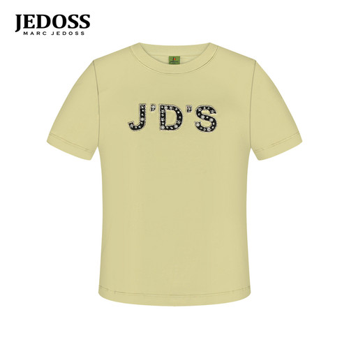 JEDOSS/爵迪斯女装2026夏季专柜新款简约字母烫钻刺绣短袖T恤M608