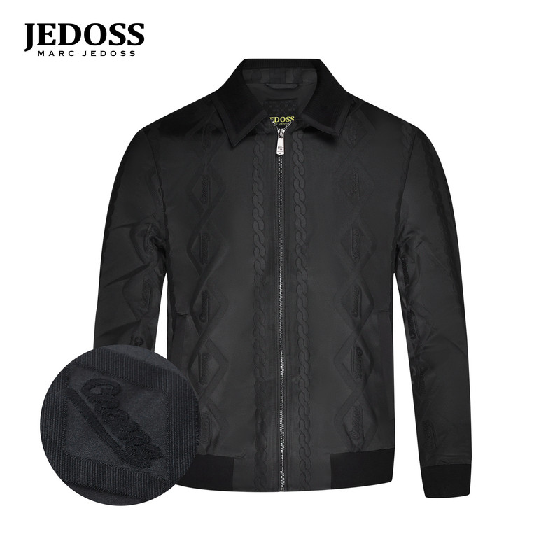JEDOSS/爵迪斯男装2025秋冬专柜新款贴布提花翻领夹克外套HQ180