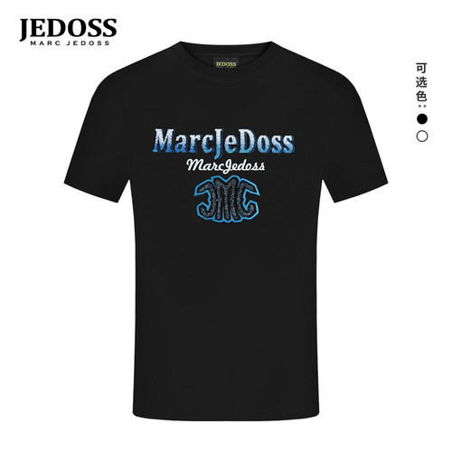 JEDOSS/爵迪斯男装2026春季 专柜新款简约字母珠片刺绣短袖T恤130
