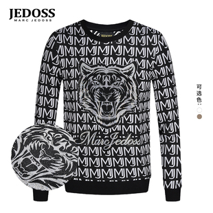 满印虎头烫钻无帽卫衣潮HM673 秋冬专柜款 JEDOSS 爵迪斯男装