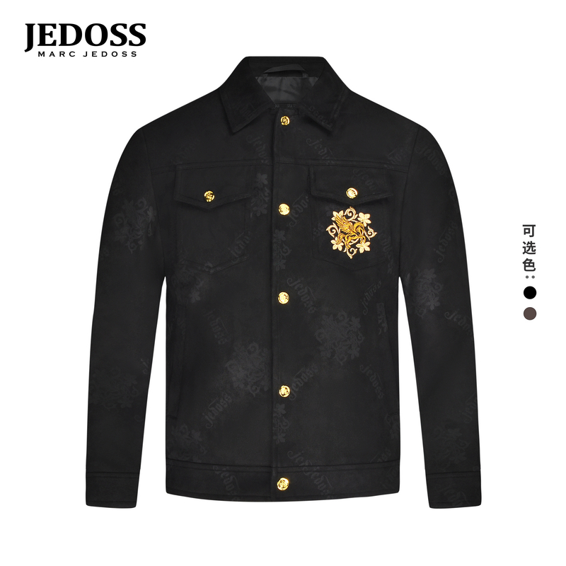 JEDOSS/爵迪斯男装2025秋冬专柜新款花卉骏马金线刺绣夹克外套232