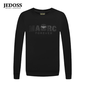 秋冬新款 JEDOSS 爵迪斯男装 字母LOGO刺绣黑色无帽套头卫衣012