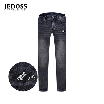 JEDOSS/爵迪斯男装2026夏季专柜新款简约字母章仔刺绣牛仔裤125B