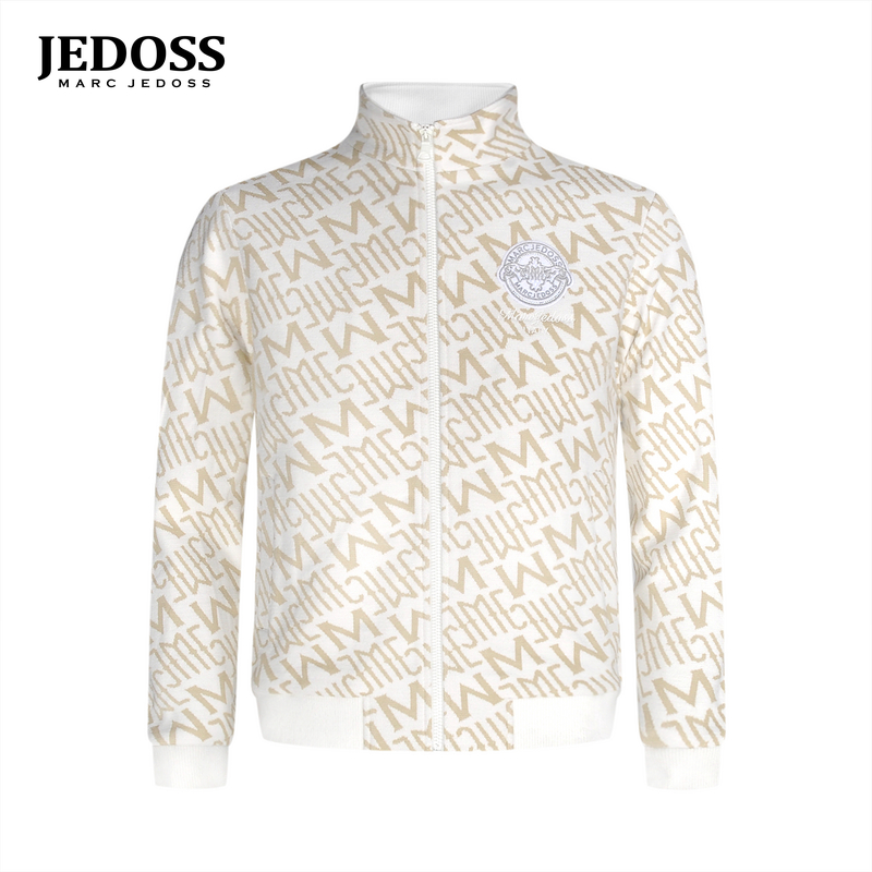 JEDOSS/爵迪斯男装2025秋冬专柜新款满提花刺绣章仔针织夹克B0304