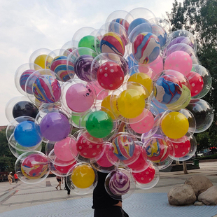 地推活动小礼品气球创意双层网红波波球广场街卖地摊扫码 引流网红