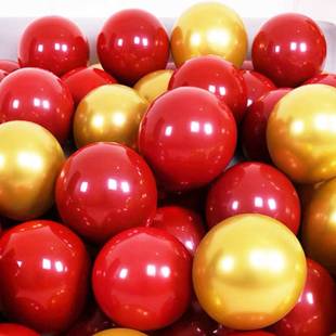 双层宝石红金属色气球结婚礼场景周年庆装饰布置生日派对婚庆用品