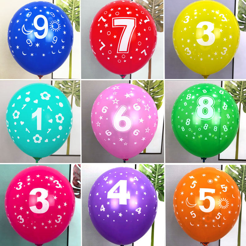彩色数字气球加厚儿童益智玩具装饰学校幼儿园招生地推活动小礼品