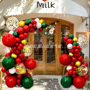 圣诞节气球链装饰拱门商场4S店铺幼儿园圣诞氛围布置门口立柱桌飘