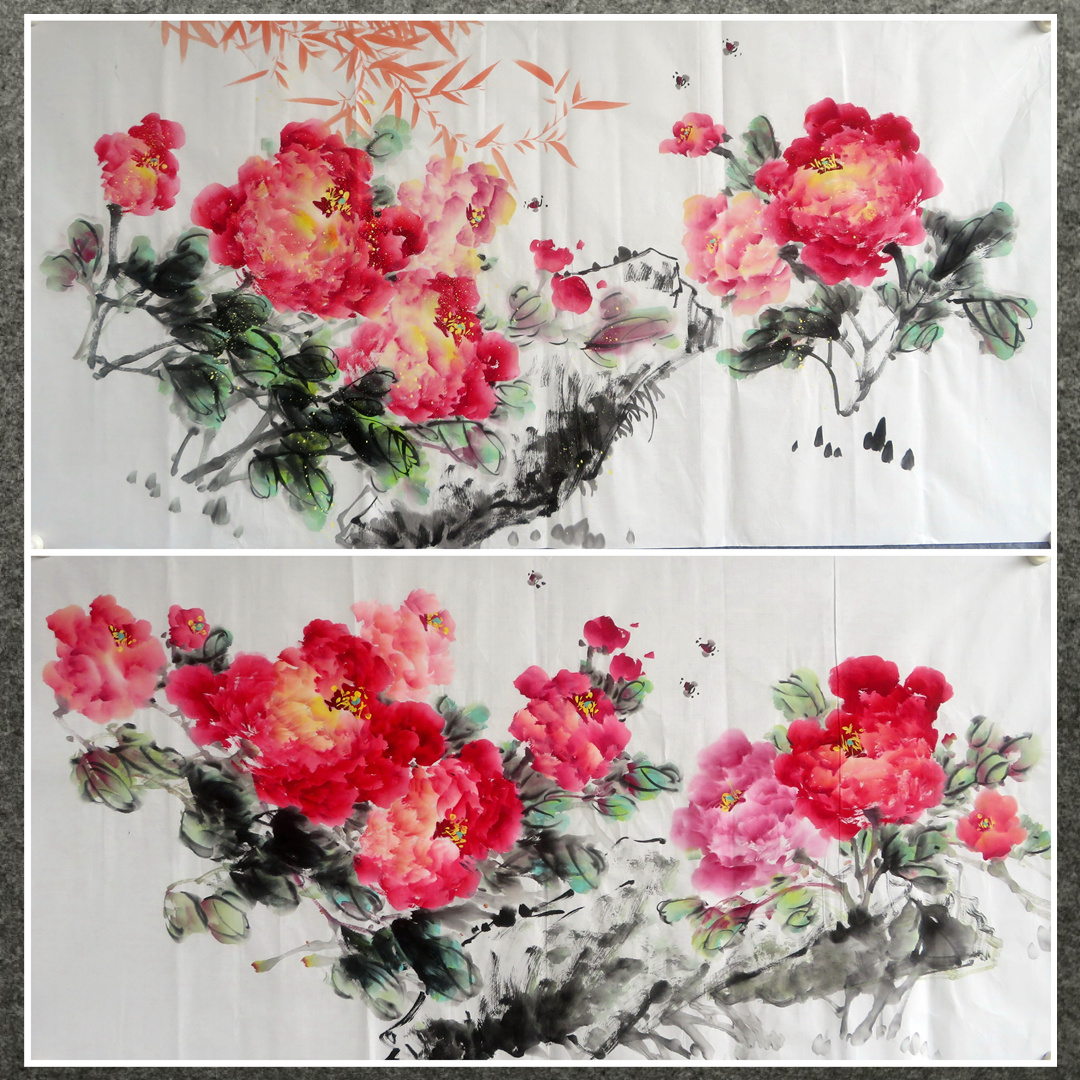 墨香村精品国画花鸟字画纯手绘四尺牡丹花开富贵ML2060301-20