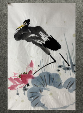 墨香村走道装饰国画纯手绘花鸟字画四尺三开花鸟画丹顶鹤未装裱02
