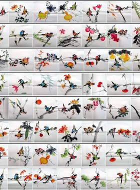 花鸟画纯手绘仿少昂小品墨香村