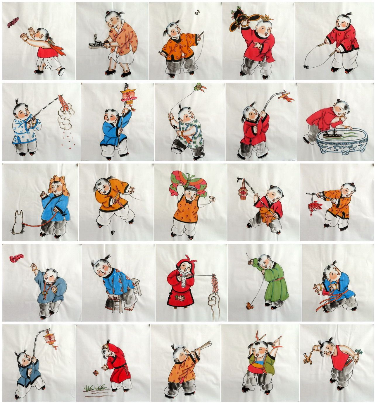 墨香村装饰国画走道挂画人物画纯手绘四尺八开童子童趣图52