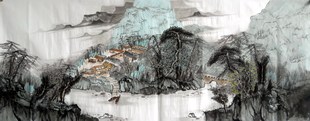 墨香村装饰国画高档酒店画纯手绘小六尺山水画福地雅居MH1050208