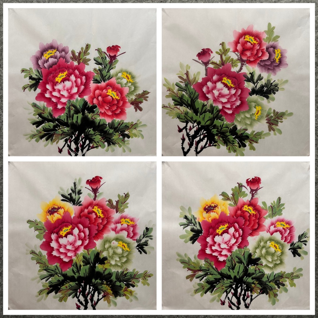 墨香村装饰国画纯手绘花鸟画四尺斗方牡丹花开富贵MG9121201-13