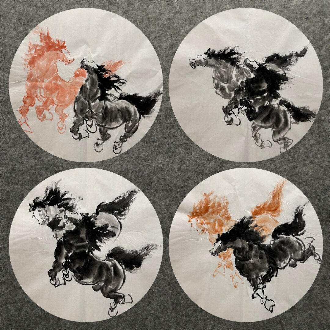 直径68厘米国画批发字画纯手绘动物圆形马马到成功MY9101301-20