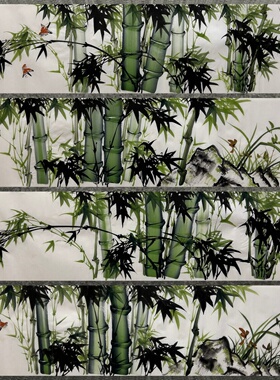 墨香村装饰国画字画花鸟纯手绘四尺对开竹子竹报平安MM3082801-30