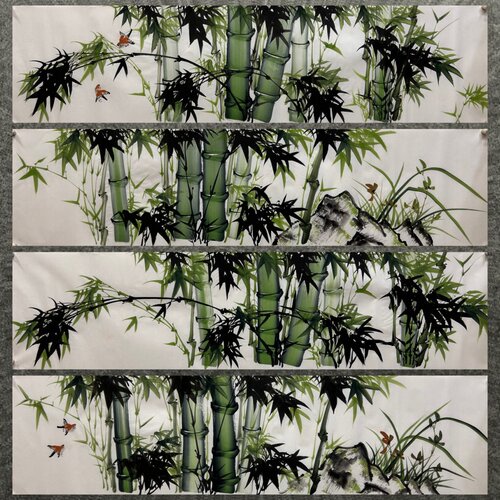 墨香村装饰国画字画花鸟纯手绘四尺对开竹子竹报平安MM3082801-30