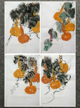 45X33CM处理国画花鸟纯手绘四尺六开葫芦福禄满堂MY4011301-25