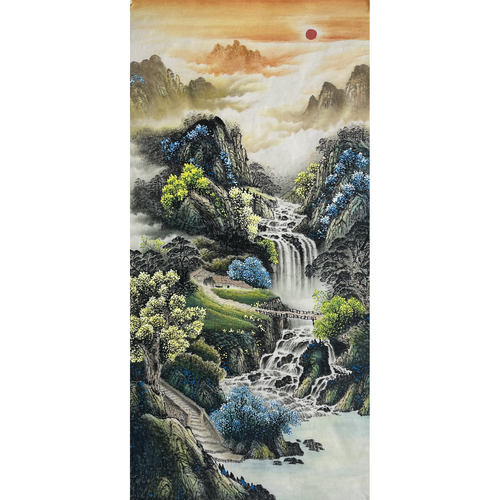 墨香村中堂酒店国画办公纯手绘四尺山水画旭日东升MS5010301-12