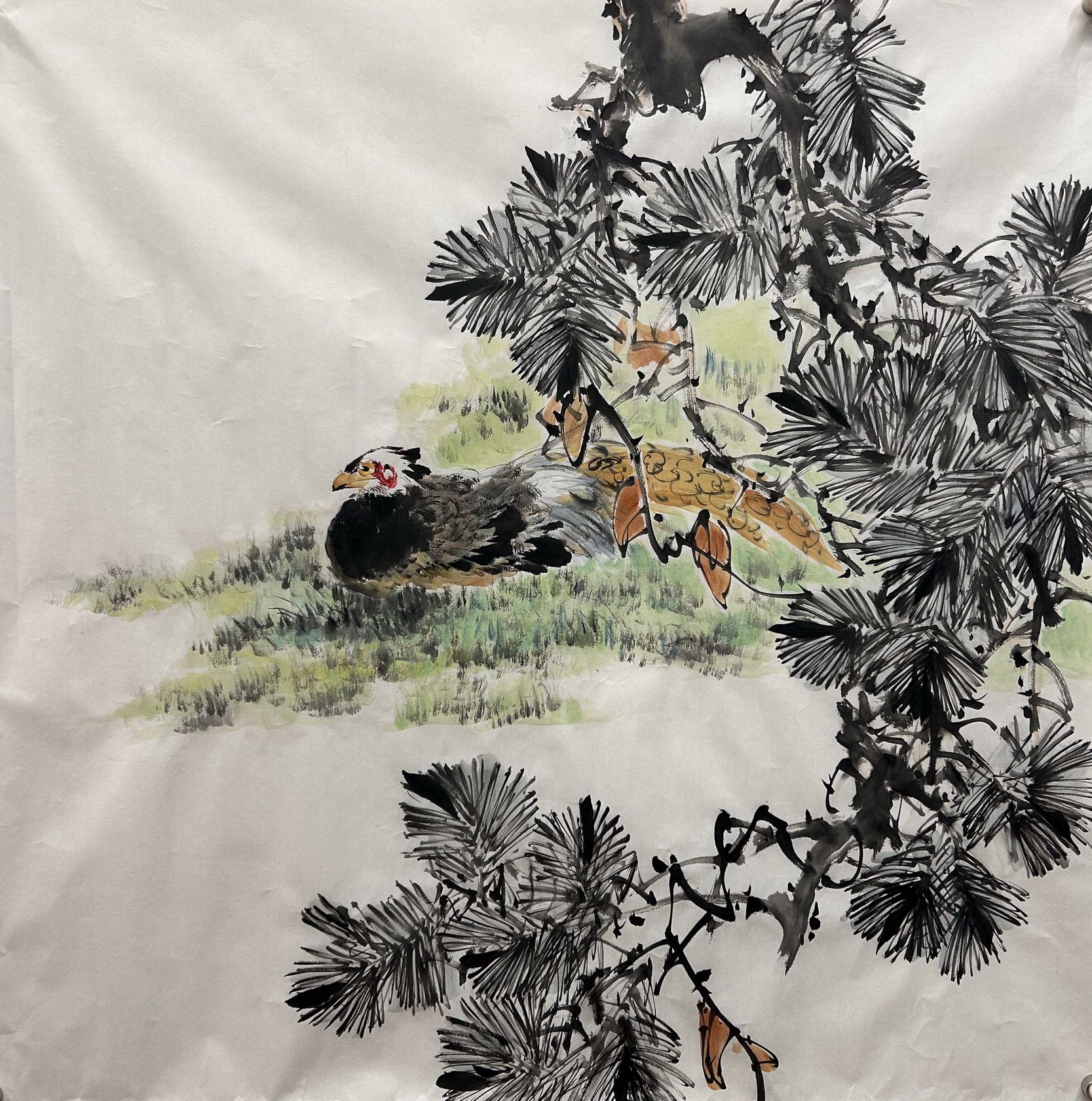 墨香村装饰国画写意花鸟纯手绘字画四尺斗方花鸟画ME5053001-10