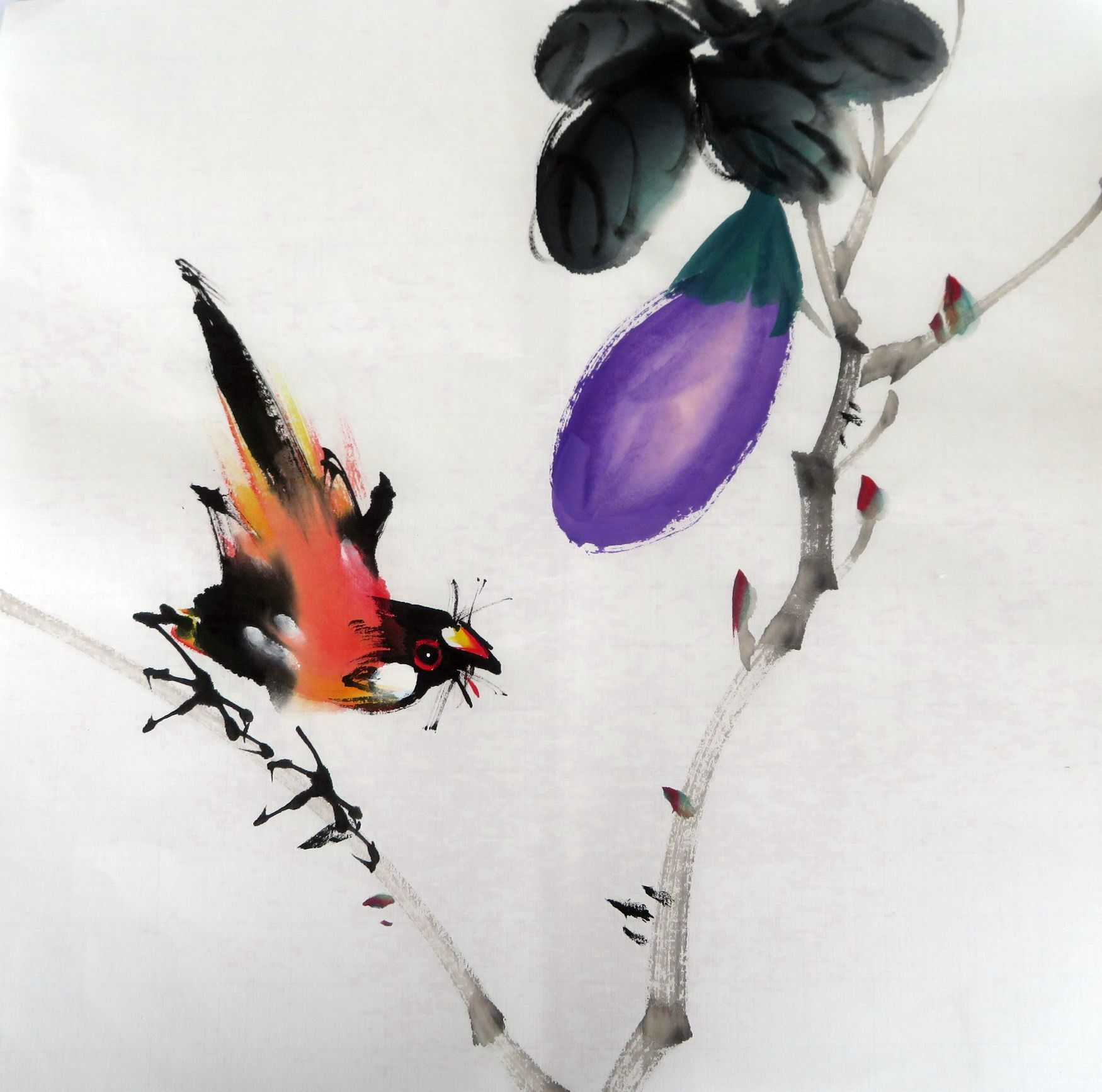 【墨香村】特价装饰宣纸画芯国画写意仿少昂四尺八开花鸟画小品52