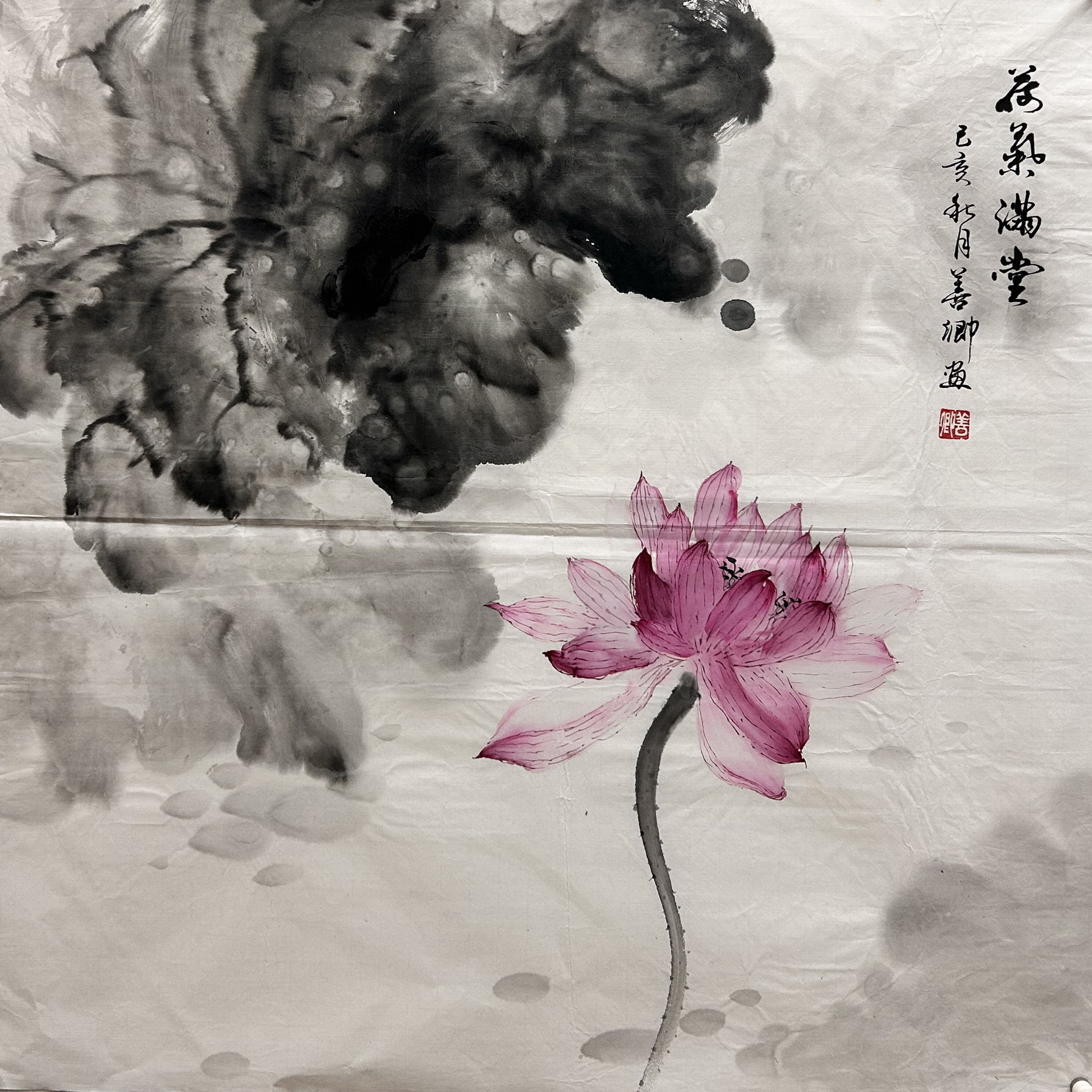 墨香村落款装饰国画纯手绘字画花鸟画四尺斗方荷花MF5031609-15