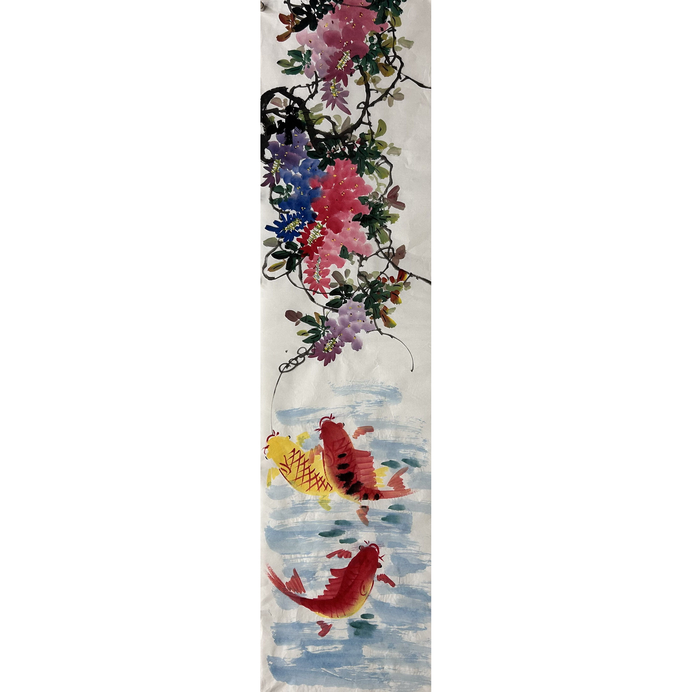 墨香村条饰装饰国画花鸟画纯手绘四尺对开紫藤兰花MA5020101-21