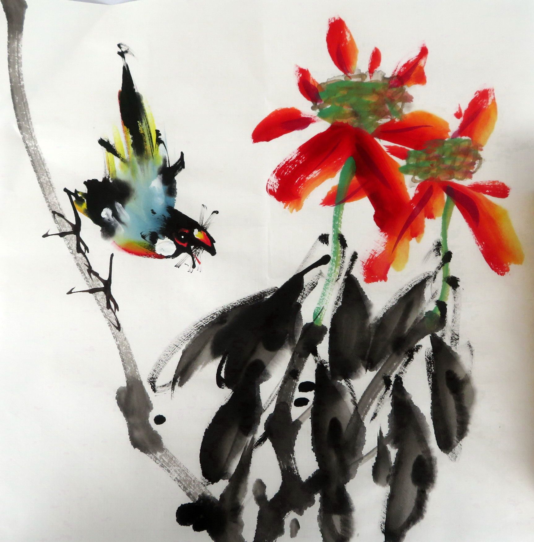 【墨香村】特价装饰宣纸画芯国画写意仿少昂四尺八开花鸟画小品42