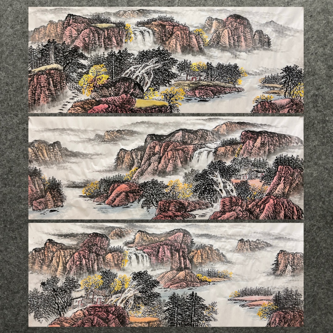 180X68厘米装饰国画批发纯手绘小六尺山水画源远流长MV5120101-30
