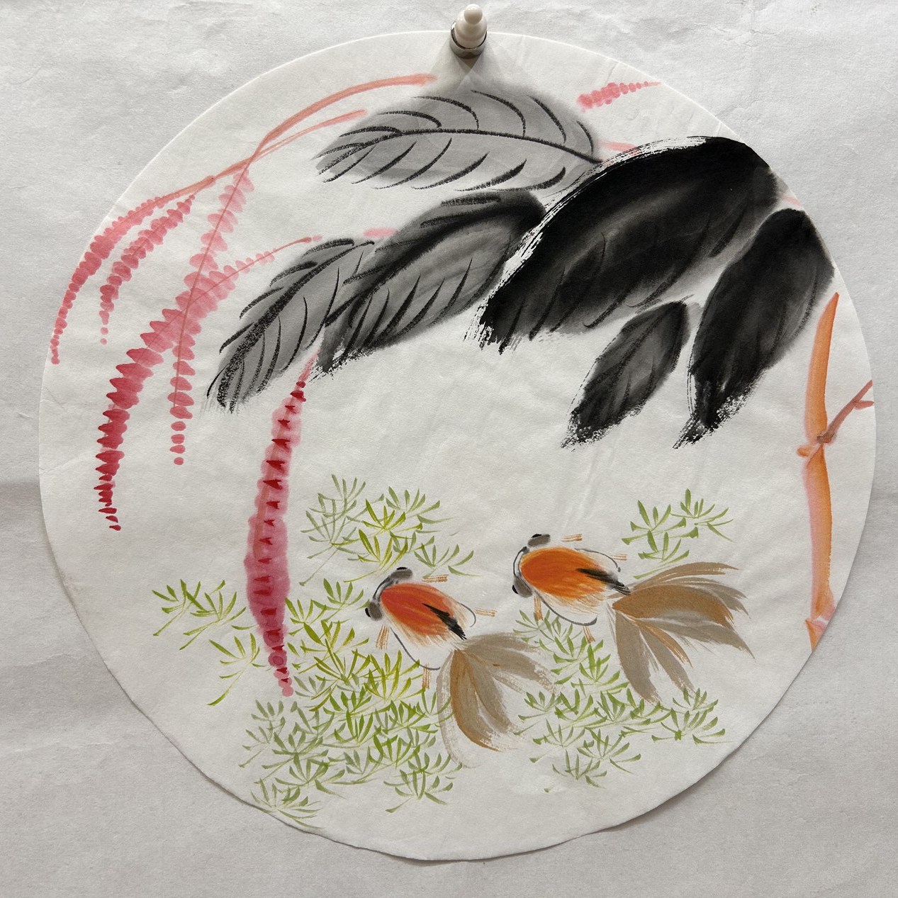 墨香村精品装饰国画纯手绘走廊过道圆形牵牛花鸟画MT50701231-244图片