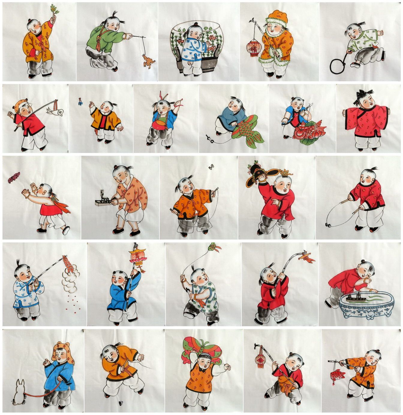 墨香村装饰国画走道挂画人物画纯手绘四尺八开童子童趣图53