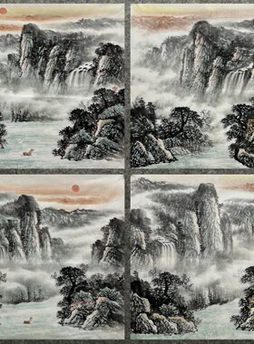 68X68厘米装饰国画字画纯手绘四尺斗方山水画 峡江MD6071001-30