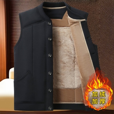 中老年冬季加绒马甲男加厚大码