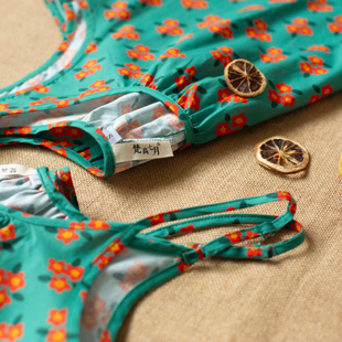 梵高七月森系小碎花背心吊带无袖 连衣裙夏日绿色清新文艺风宽松