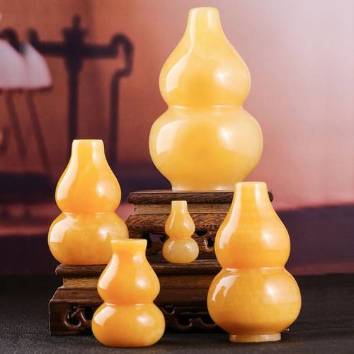 天然黄玉葫芦摆件客厅玄关玉石