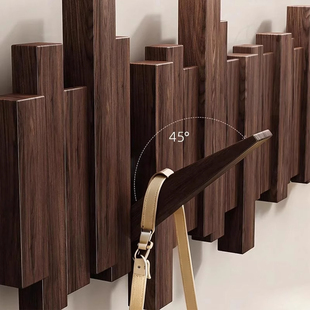 钢琴键挂衣钩入户玄关门后挂衣架壁挂墙上高端实木钥匙挂钩免打孔