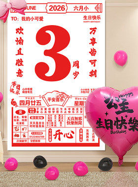 生日快乐日历挂布网红拍照道具
