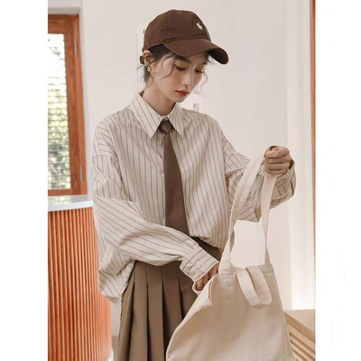 小清新条纹衬衫女长袖春秋2025