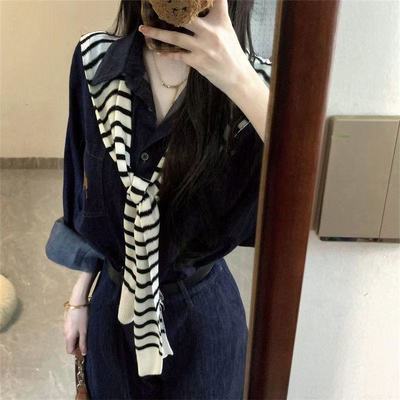 牛仔套装女两件套高级感上衣裤子