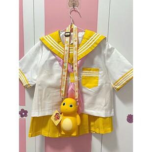 2026日系JK制服夏季基础款黄三本水手服校服校供百褶裙学院套装女
