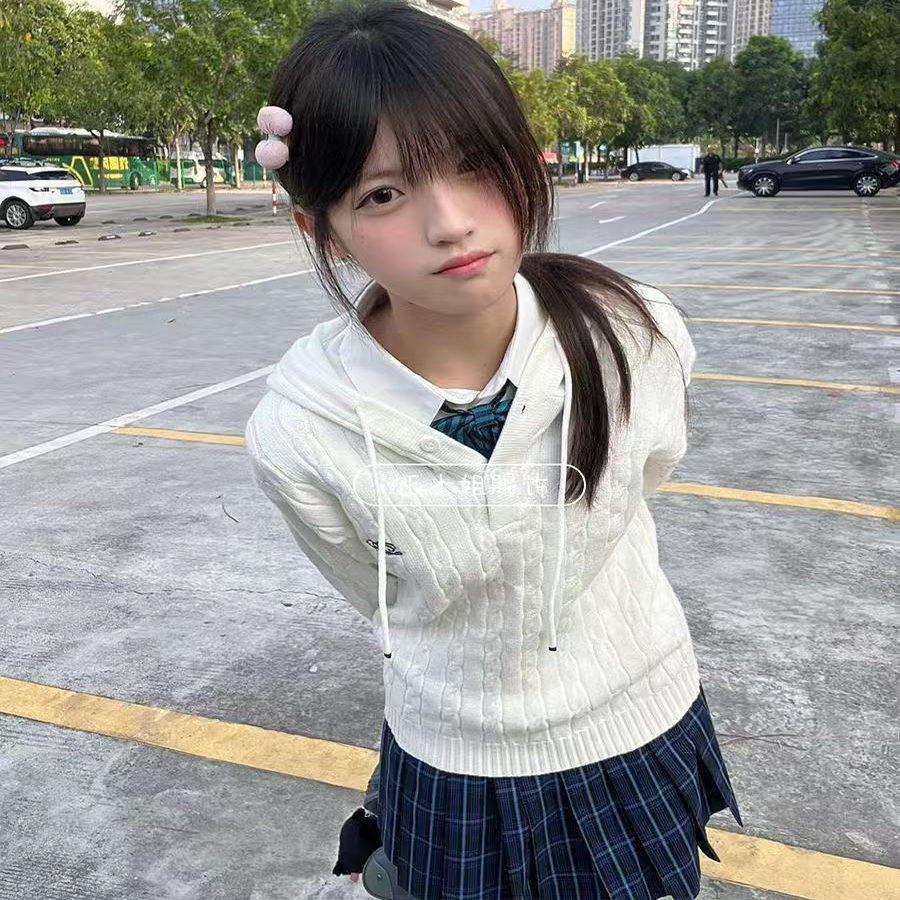 JK制服麻花女秋冬季套头毛衣外套日系校供慵懒上衣青春感百搭套装