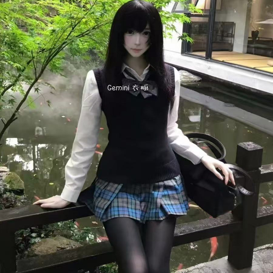 学院风制服日系针织马甲长袖衬衫