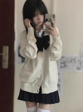 原创正版深灰色JK制服开衫外套针织衫上衣软妹日系学院风长袖毛衣
