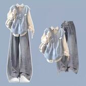 秋冬季 两件套学院风毛衣背心女外穿春秋针织上衣 韩系叠穿马甲衬衫